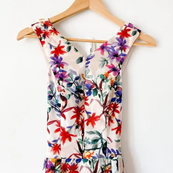 Adelyn Rae Floral Asymmetrical Criss Cross Back Vanessa Midi Dress Sz XS - Picture 6 of 12